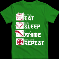 Createyou Eat, Sleep, Anime, Repeat - Férfi - Zöld - XL
