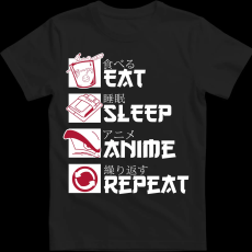 Createyou Eat, Sleep, Anime, Repeat - Gyermek - Fekete - M