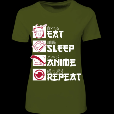 Createyou Eat, Sleep, Anime, Repeat - Női - Sötétzöld - 2XL