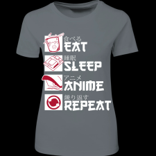 Createyou Eat, Sleep, Anime, Repeat - Női - Szürke - S női póló