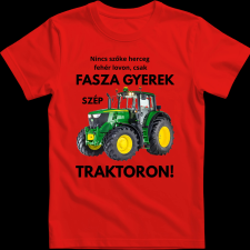 Createyou Fasza gyerek traktoron - Férfi - Piros - L férfi póló