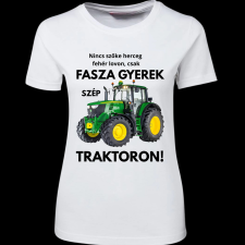 Createyou Fasza gyerek traktoron - Női - Fehér - L női póló