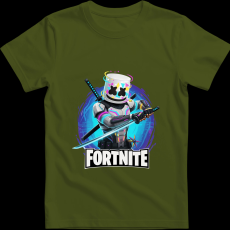 Createyou Fortnite egyedi póló 3 - Férfi - Sötétzöld - 2XL
