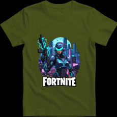 Createyou Fortnite egyedi póló 4 - Férfi - Sötétzöld - L