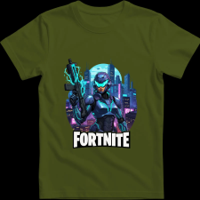 Createyou Fortnite egyedi póló 4 - Férfi - Sötétzöld - S férfi póló