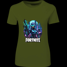 Createyou Fortnite egyedi póló 4 - Női - Sötétzöld - L
