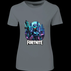 Createyou Fortnite egyedi póló 4 - Női - Szürke - XL