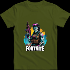 Createyou Fortnite egyedi póló - Férfi - Sötétzöld - M