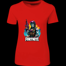 Createyou Fortnite egyedi póló - Női - Piros - XL