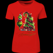 Createyou Grinch,Boldog Karácsonyt! - Női - Piros - 2XL női póló