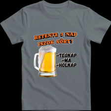 Createyou Hetente 3 nap iszok sört! - Férfi - Szürke - L férfi póló
