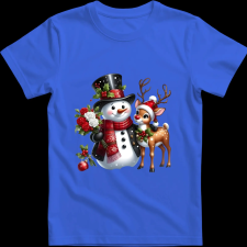 Createyou Hóember szarvassal - Gyermek - Királykék - XL gyerek póló