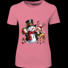 Createyou Hóember szarvassal - Női - Pink - S női póló