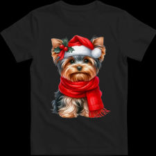 Createyou Karácsonyi Yorki - Férfi - Fekete - 2XL férfi póló