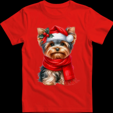 Createyou Karácsonyi Yorki - Férfi - Piros - 2XL férfi póló