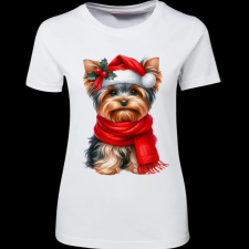 Createyou Karácsonyi Yorki - Női - Fehér - L női póló