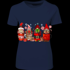 Createyou Kari manók bögrékben - Női - Sötétkék - XL női póló