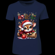 Createyou Kicsi szarvas HoHoHo - Női - Sötétkék - XL női póló