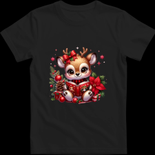 Createyou Kicsi szarvas olvas - Férfi - Fekete - 3XL férfi póló