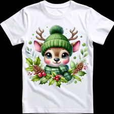 Createyou Kicsi szarvas zöldben - Gyermek - Fehér - XL gyerek póló