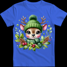 Createyou Kicsi szarvas zöldben - Gyermek - Királykék - XL gyerek póló