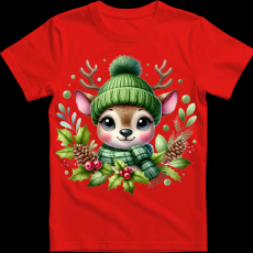 Createyou Kicsi szarvas zöldben - Gyermek - Piros - XL