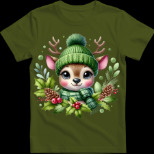 Createyou Kicsi szarvas zöldben - Gyermek - Sötétzöld - L gyerek póló