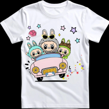 Createyou Labubu, autóval - Férfi - Fehér - 3XL férfi póló