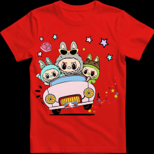 Createyou Labubu, autóval - Férfi - Piros - XL férfi póló