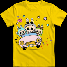 Createyou Labubu, autóval - Férfi - Sárga - 2XL