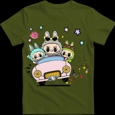 Createyou Labubu, autóval - Gyermek - Sötétzöld - L