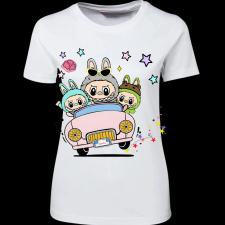 Createyou Labubu, autóval - Női - Fehér - 2XL női póló