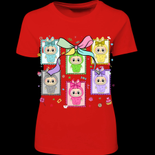 Createyou Labubu, bélyegek - Női - Piros - M női póló