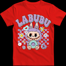 Createyou Labubu és a fánk, lila - Férfi - Piros - 3XL férfi póló