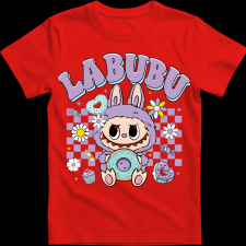 Createyou Labubu és a fánk, lila - Gyermek - Piros - S gyerek póló