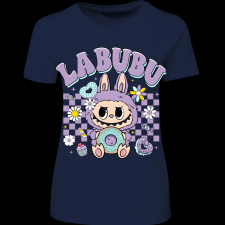 Createyou Labubu és a fánk, lila - Női - Sötétkék - S női póló