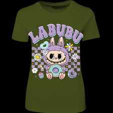 Createyou Labubu és a fánk, lila - Női - Sötétzöld - M női póló