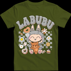 Createyou Labubu macival, szürke - Gyermek - Sötétzöld - M