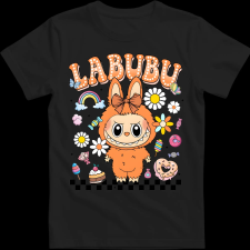 Createyou Labubu, narancssárga - Férfi - Fekete - L férfi póló