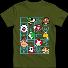 Createyou Mario figurák - Gyermek - Sötétzöld - XL gyerek póló