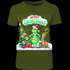 Createyou Merry Grinchmas - Női - Sötétzöld - XL női póló