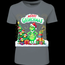 Createyou Merry Grinchmas - Női - Szürke - 2XL női póló