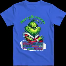 Createyou Merry Grinchmas, utálom - Gyermek - Királykék - XL gyerek póló
