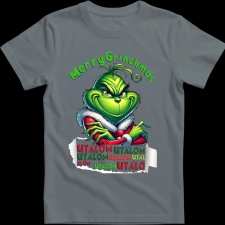 Createyou Merry Grinchmas, utálom - Gyermek - Szürke - XS gyerek póló