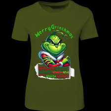 Createyou Merry Grinchmas, utálom - Női - Sötétzöld - 2XL női póló