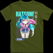 Createyou Miku Hatsune - Férfi - Sötétzöld - XL férfi póló