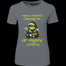 Createyou Minden rendben Grinch - Női - Szürke - S női póló