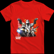 Createyou Star Wars Klón háborúk - Gyermek - Piros - M gyerek póló