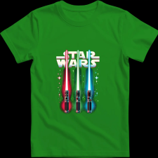 Createyou Star Wars lézerkardok - Férfi - Zöld - 3XL férfi póló
