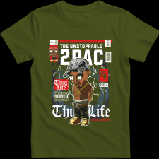 Createyou Tupac - Férfi - Sötétzöld - 2XL férfi póló